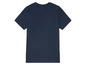 Ein dunkelblaues T-Shirt mit kurzen Ärmeln.