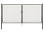 Doppeltes Metall- Gartentor mit Gitter.