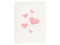 Ein weißer Hintergrund mit rosa Herzen