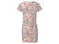 Rosa Kleid mit kurzen Ärmeln und Blumenmuster.