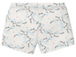 Weiße Shorts mit blauem Blumenmuster.