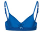 Ein blauer Bikini-BH mit verstellbaren Trägern.