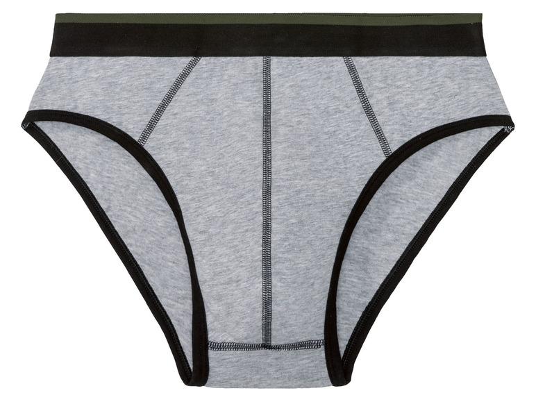 Ein grauer Slip mit schwarzen und grünen Akzenten.