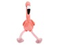 Ein rosa Plüsch-Flamingo mit langen Beinen.