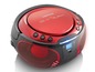 Ein roter Lenco CD-Player mit Bluetooth und Partylichtern.