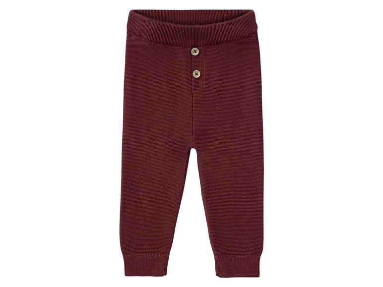 Bordeauxrote Strickhose mit Knöpfen