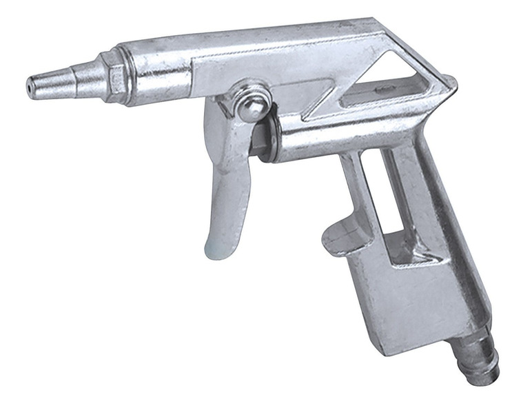 Eine Metall-Druckluftpistole zum Reinigen mit Auslöser und Düse.
