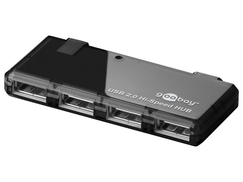 Gehe zu Vollbildansicht: Goobay 4-fach HUB/ Verteiler, 1 x USB 2.0 auf 4 x USB 2.0, schwarz - Bild 1