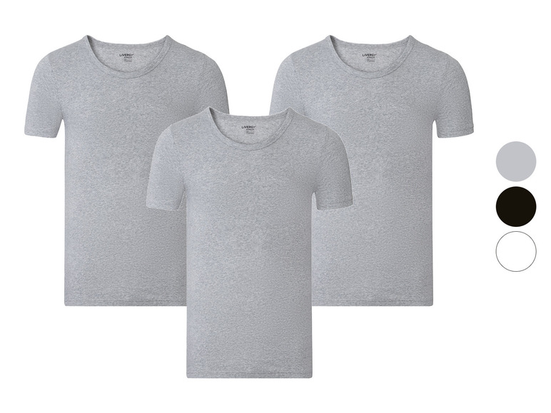 Gehe zu Vollbildansicht: LIVERGY® Unterhemd Herren, 3 Stück, aus reiner Baumwolle - Bild 1