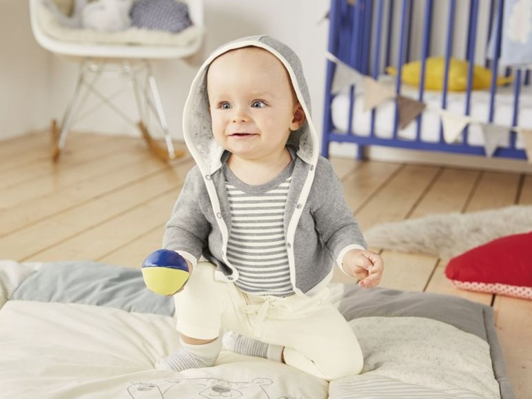 Gehe zu Vollbildansicht: LUPILU® Baby Jacken, 2 Stück, mit Kapuze, Knopfleiste, aus reiner Bio-Baumwolle - Bild 5