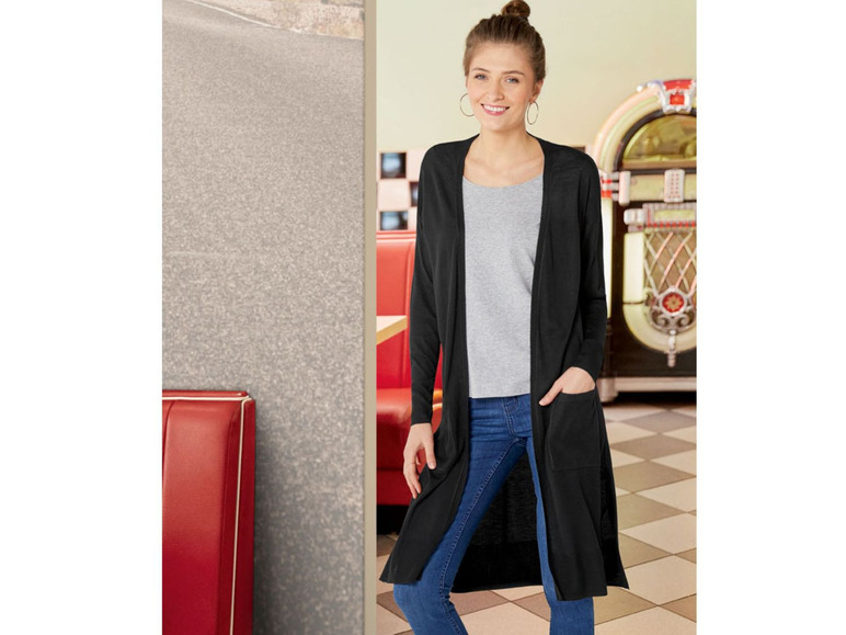 Gehe zu Vollbildansicht: ESMARA® Longcardigan Damen, mit Seitenschlitzen, aufgesetzte Taschen, mit Viskose - Bild 11