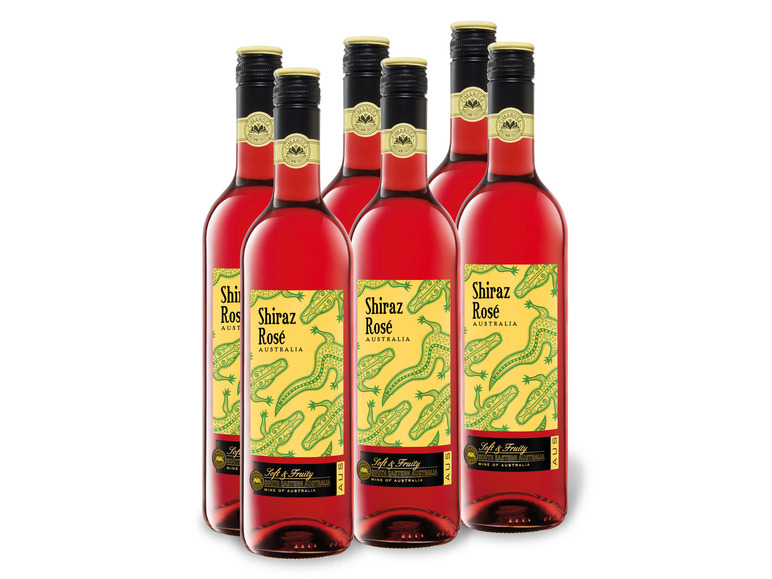 6 x 0,75-l-Flasche Weinpaket Shiraz halbtrocken, Rosé Australien Roséwein