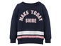 Dunkelblauer Pullover mit 'Make Today Shine' Aufdruck.