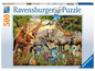 Ravensburger Puzzle mit 500 Teilen, mit einem Löwen, Giraffen und anderen afrikanischen Tieren.