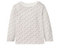 Weißes Langarmshirt mit kleinem, grauem Muster.