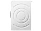 Eine weiße Waschmaschine mit einer runden Tür.