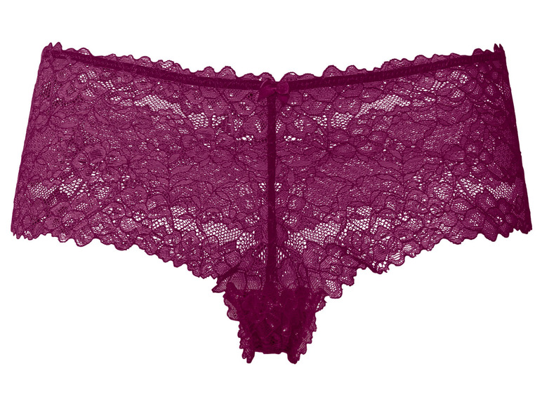 Bordeauxfarbene Spitzenunterwäsche.