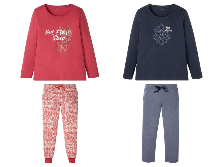 Gehe zu Vollbildansicht: ESMARA® Pyjama Damen, mit Print, aus reiner Baumwolle - Bild 1