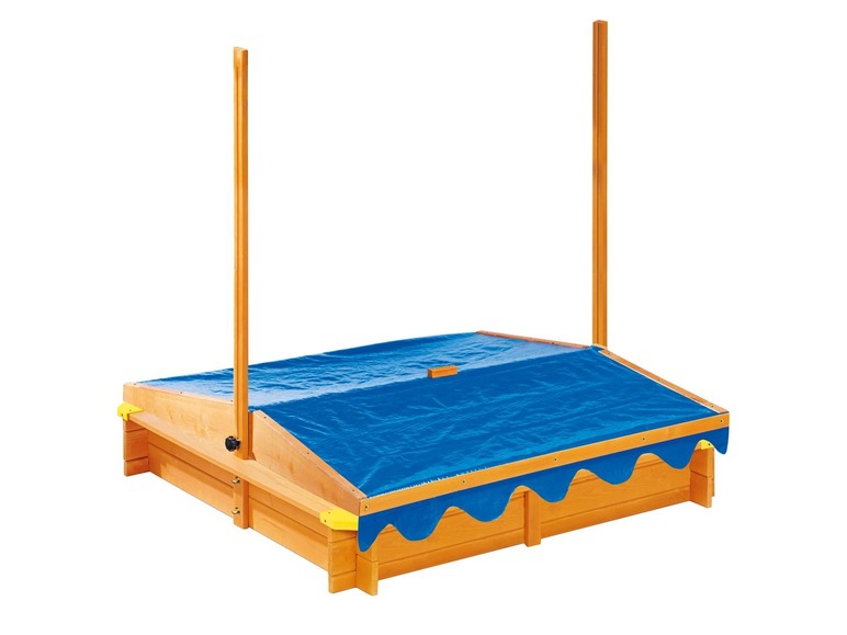Gehe zu Vollbildansicht: Playtive JUNIOR PLAYTIVE® JUNIOR Sandkasten, 118 x 118 x 118 cm, mit Dach und Eisdiele, aus Massivholz - Bild 5