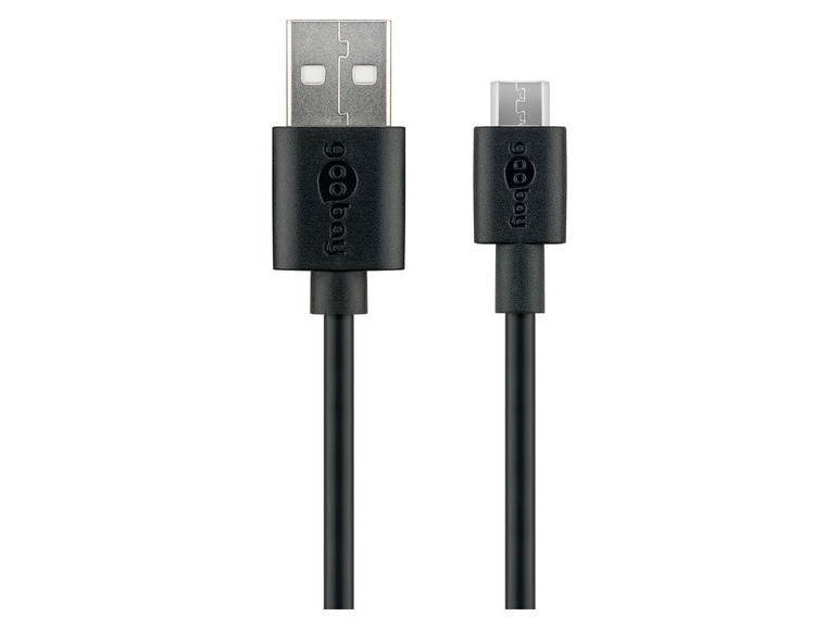 Gehe zu Vollbildansicht: Goobay USB-A 2.0 auf Micro USB 2.0-Lade- und Synchronisationskabel, 1 m, schwarz - Bild 1