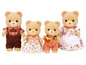 Calico Critters Bärenfamilie in verschiedenen Outfits.