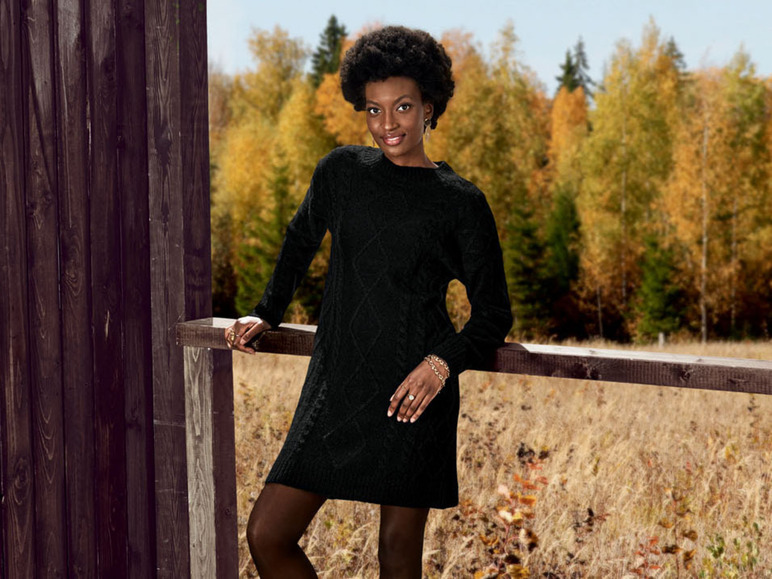 Gehe zu Vollbildansicht: esmara® Damen Grobstrick Pulloverkleid, mit modischem Zopfmuster - Bild 3
