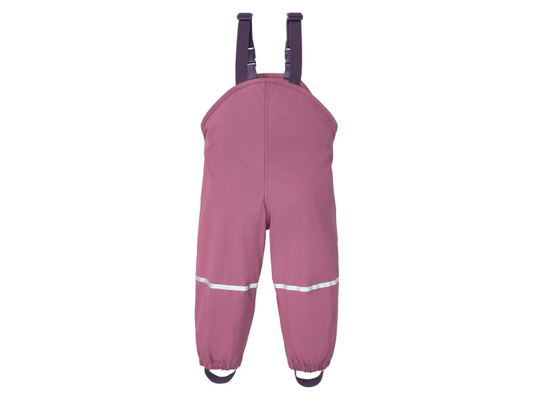 Rosa Regenhose mit Hosenträgern für Kinder.