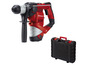 Ein roter Einhell Bohrhammer mit schwarzer Transportbox.
