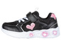 Schwarze Sneaker mit pinken Herzen und Lichtern.