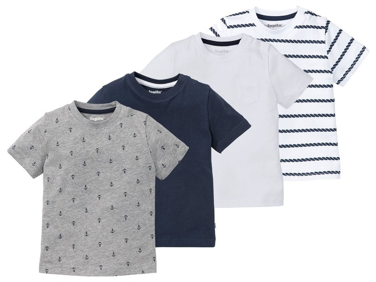 Gehe zu Vollbildansicht: LUPILU® T-Shirts Jungen, 4 Stück, weiche Single-Jersey-Qualität, hoher Bio-Baumwollanteil - Bild 22