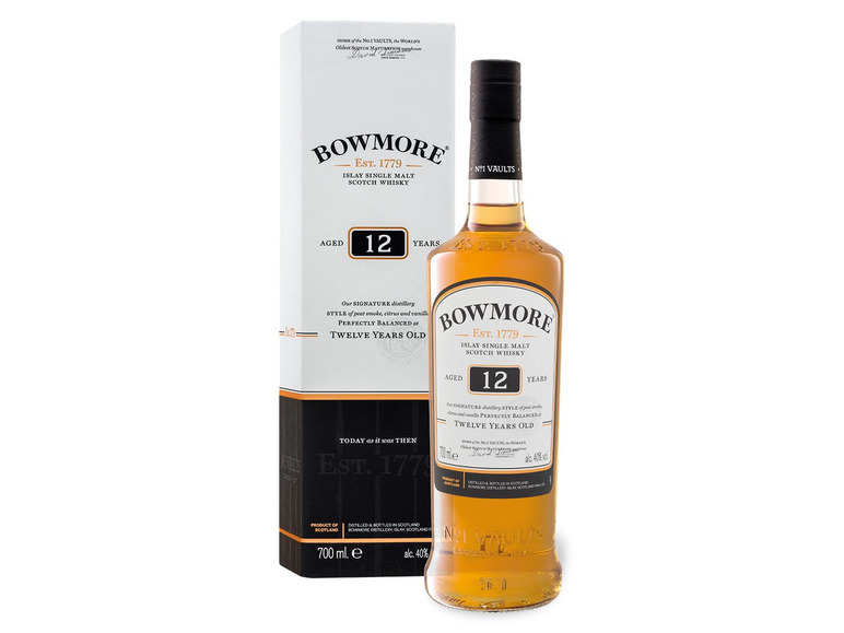 Gehe zu Vollbildansicht: Bowmore Islay Scotch Single Malt 12 Jahre mit Geschenkbox 40% Vol - Bild 1