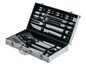 Grillset mit Spatel, Bürste und Zange in einem Aluminiumkoffer.