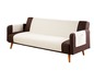Ein braunes Sofa mit einer beige Schutzhülle.