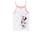 Weißes Minnie Mouse Tanktop mit rosafarbenen Details und Herzen.