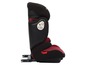Ein schwarzer und roter Kindersitz für Autos.