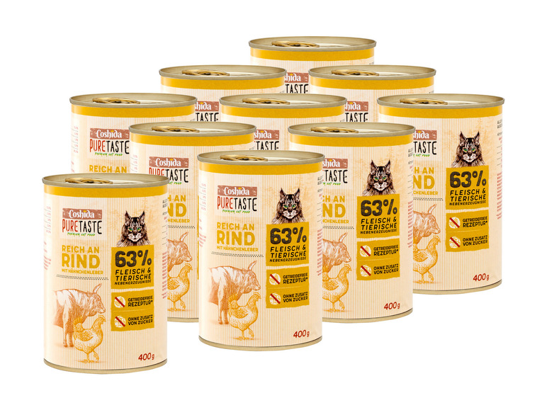 Gehe zu Vollbildansicht: COSHIDA Pure Taste Katzenvollnahrung Reich an Rind mit Hähnchenleber, 10 x 400 g - Bild 1