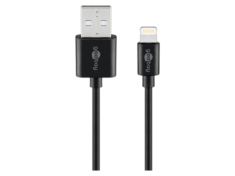 Gehe zu Vollbildansicht: Goobay Lightning auf USB A 2.0-Lade- und Synchronisationskabel, 2 m, schwarz - Bild 1