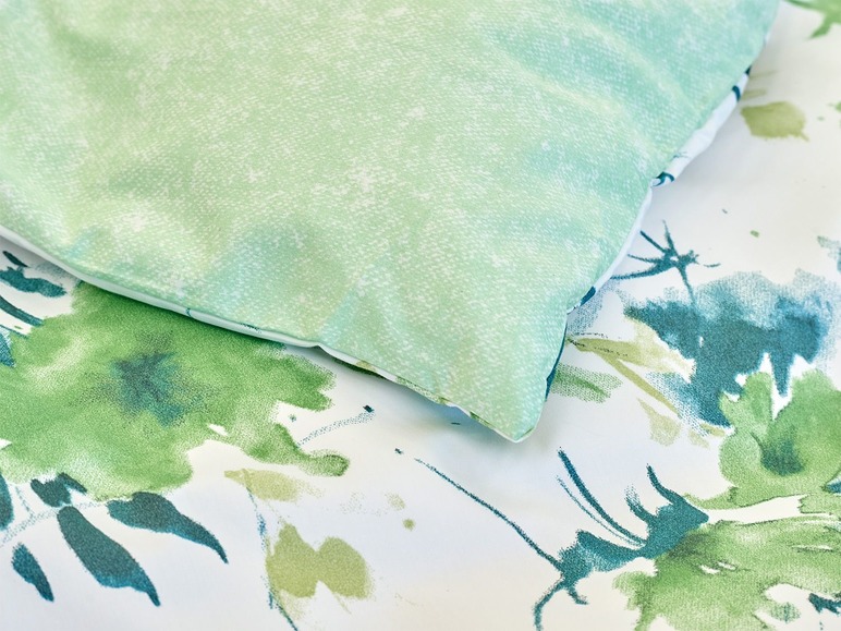 Gehe zu Vollbildansicht: Dobnig Mako-Satin Bettwäsche »Blumen grün«, Wendedesign, mit Reißverschluss - Bild 4