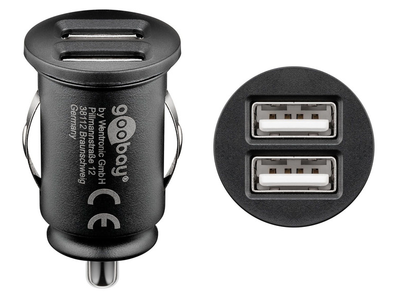 Gehe zu Vollbildansicht: Goobay Dual USB-Autoladegerät, 4,8 A. schwarz - Bild 2