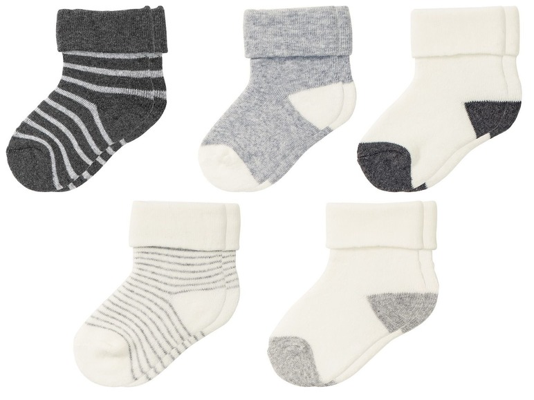 Gehe zu Vollbildansicht: LUPILU® PURE COLLECTION Baby Socken, enthält Bio-Baumwolle, weicher Umschlagbund, 5 Paar - Bild 1