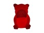 Eine rote Nachtlampe in Bulldoggenform.
