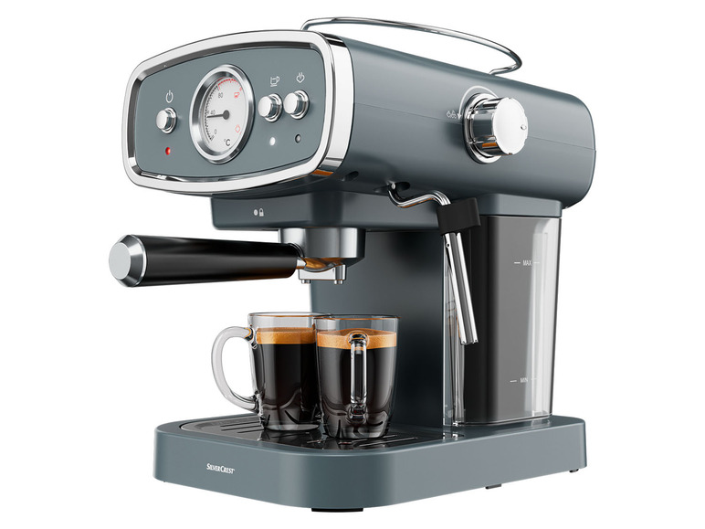 Gehe zu Vollbildansicht: Silvercrest Kitchen Tools Espressomaschine anthrazit »SEM 1050 A1«, mit Siebträger - Bild 1
