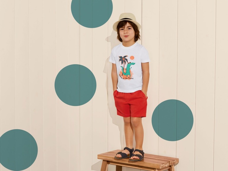 Gehe zu Vollbildansicht: LUPILU® Kleinkinder T-Shirt Jungen, 2 Stück, eins mit Krokodil-Print, aus reiner Baumwolle - Bild 22