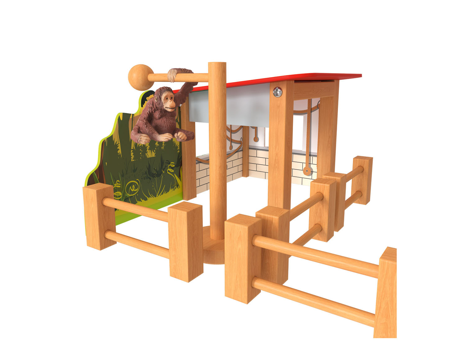 Playtive Holz Zoogehege, mit zweiseitig verwendbarer F…
