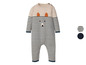 Gestrickter Baby-Overall mit Streifen und niedlichem Bärenmotiv.