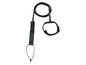 Eine schwarze Surf-Leash mit Leine und Armband.
