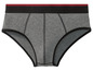 Graue Unterhose mit schwarzem und rotem Bund.