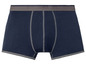 Dunkelblaue Boxershorts mit grauem Bund.