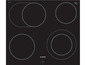 Ein schwarzes Bosch Induktionskochfeld mit vier Kochzonen und einer Schott Ceran Oberfläche.