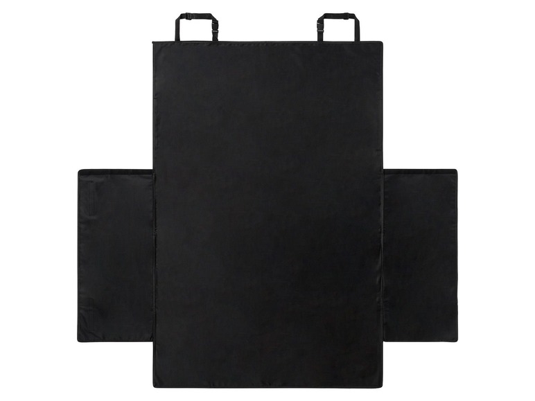 Eine schwarze Hundebettdecke mit Seitenpaneelen.